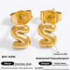 Stainless Steel Letter Stud Earrings Electroplated Women's Minimalist Jewelry