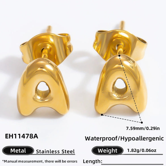 Stainless Steel Letter Stud Earrings Electroplated Women's Minimalist Jewelry