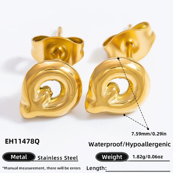 Stainless Steel Letter Stud Earrings Electroplated Women's Minimalist Jewelry