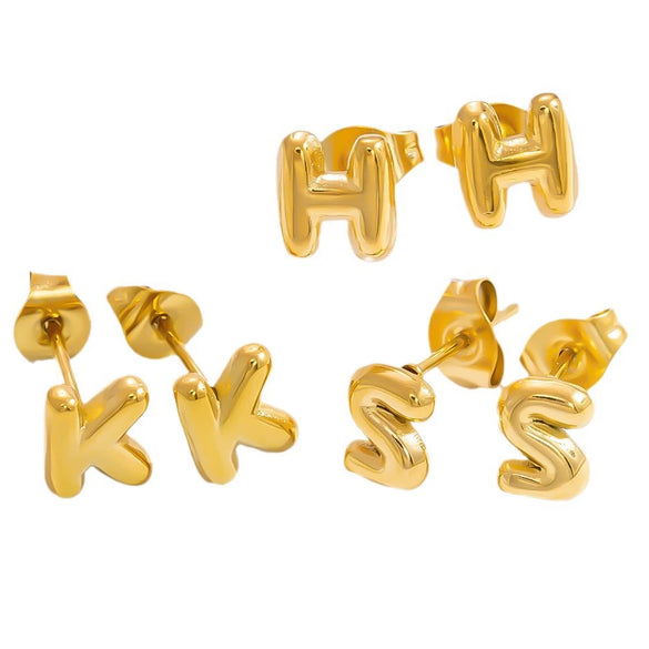 Stainless Steel Letter Stud Earrings Electroplated Women's Minimalist Jewelry