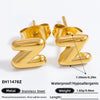 Stainless Steel Letter Stud Earrings Electroplated Women's Minimalist Jewelry
