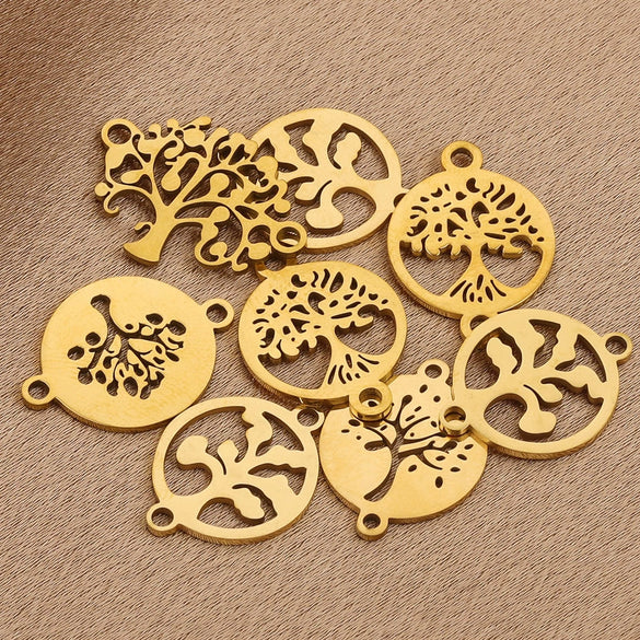 Stainless Steel Life Tree Pendant Jewelry Accessories For Diy Necklace And Bracelet Making With Electroplating