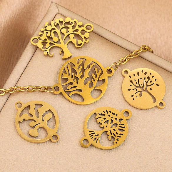 Stainless Steel Life Tree Pendant Jewelry Accessories For Diy Necklace And Bracelet Making With Electroplating