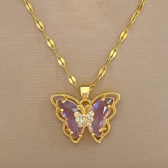 Stainless Steel Light Luxury Geometric Butterfly Unisex Necklace