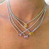 Stainless Steel Light Luxury Geometric Tennis Zircon Emerald Zircon Short Necklace With Diamond Design