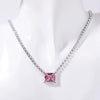 Stainless Steel Light Luxury Geometric Tennis Zircon Emerald Zircon Short Necklace With Diamond Design