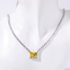 Stainless Steel Light Luxury Geometric Tennis Zircon Emerald Zircon Short Necklace With Diamond Design