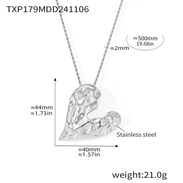 316L Stainless Steel Light Luxury Irregular Karst Peach Heart Necklace And Earrings Set Pvd Gold Plated