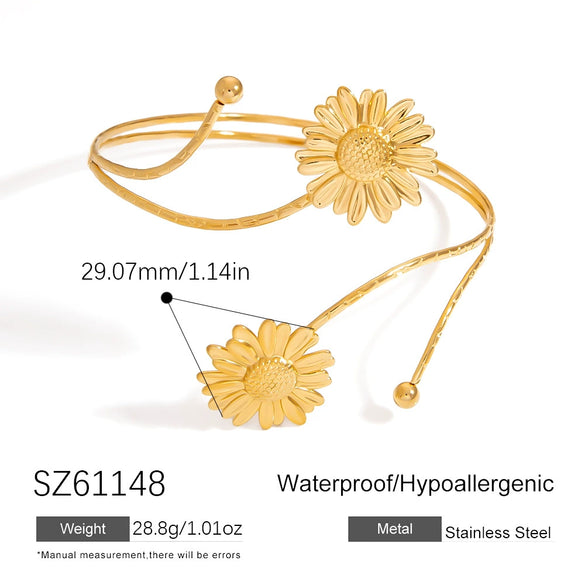 Stainless Steel Light Luxury Simple Winding Asymmetrical Open Arm Bracelet With Electroplating