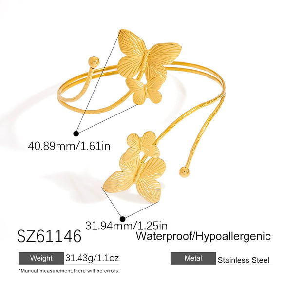Stainless Steel Light Luxury Simple Winding Asymmetrical Open Arm Bracelet With Electroplating