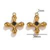 Stainless Steel Light Luxury Style Inlaid Natural Stone Cross Pendant Handmade Bracelet Necklace