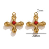Stainless Steel Light Luxury Style Inlaid Natural Stone Cross Pendant Handmade Bracelet Necklace