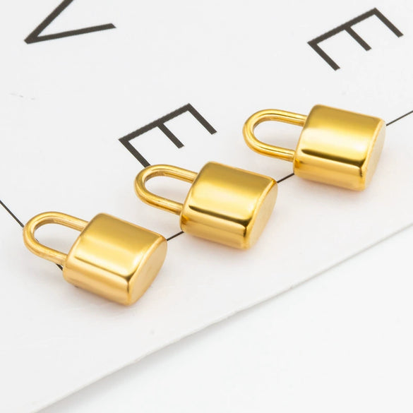Stainless Steel Lock Pendant Accessories Electroplated Fashion Design For Necklace And Bracelet