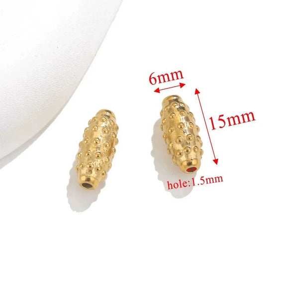 Stainless Steel Loose Beads Long Tube Shape Electroplated 18K Gold Vintage Necklace Diy Pendant Accessories