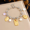 Stainless Steel Love Bow Round Plate Flower Pendant Stitching Electroplated Geometric And Heart Shape Women's Bracelet