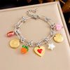 Stainless Steel Love Bow Round Plate Flower Pendant Stitching Electroplated Geometric And Heart Shape Women's Bracelet