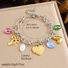 Stainless Steel Love Bow Round Plate Flower Pendant Stitching Electroplated Geometric And Heart Shape Women's Bracelet