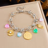Stainless Steel Love Bow Round Plate Flower Pendant Stitching Electroplated Geometric And Heart Shape Women's Bracelet