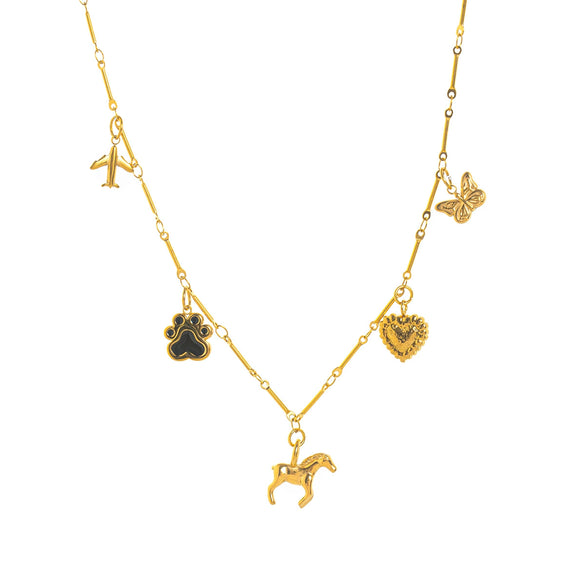 Stainless Steel Love Butterfly Pendant Necklace With Furnace Vacuum Plating And Geometric Style