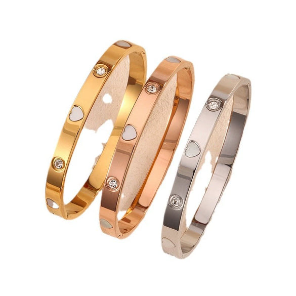 Stainless Steel Love Diamond Plated Bracelet For Couples