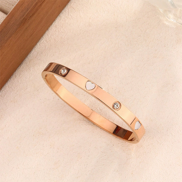 Stainless Steel Love Diamond Plated Bracelet For Couples