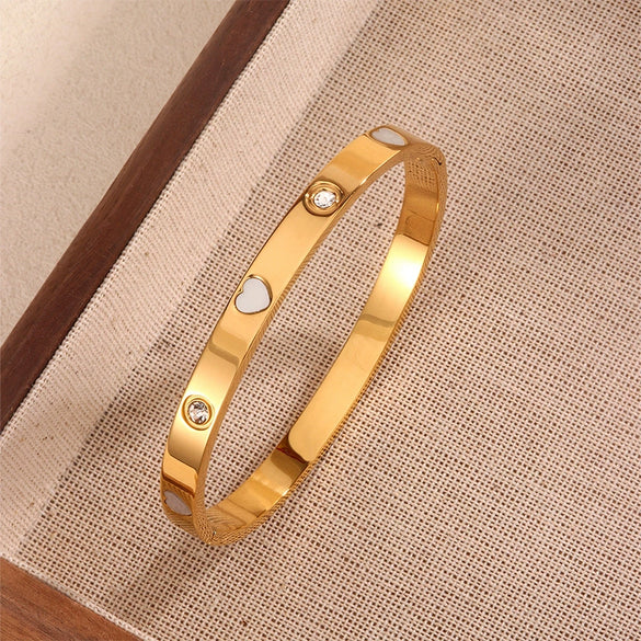 Stainless Steel Love Diamond Plated Bracelet For Couples