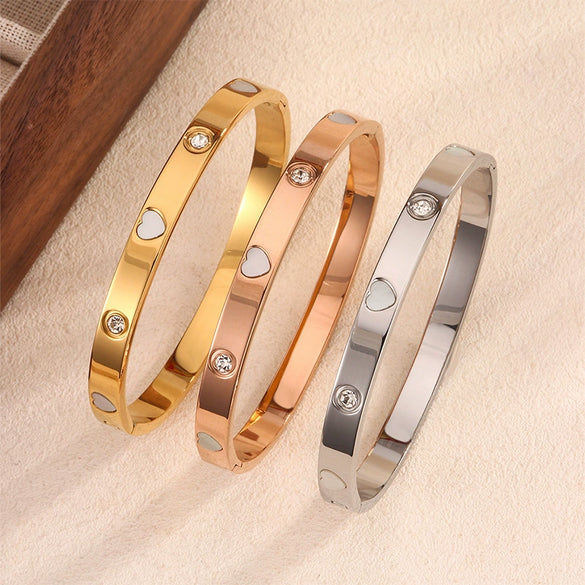 Stainless Steel Love Diamond Plated Bracelet For Couples