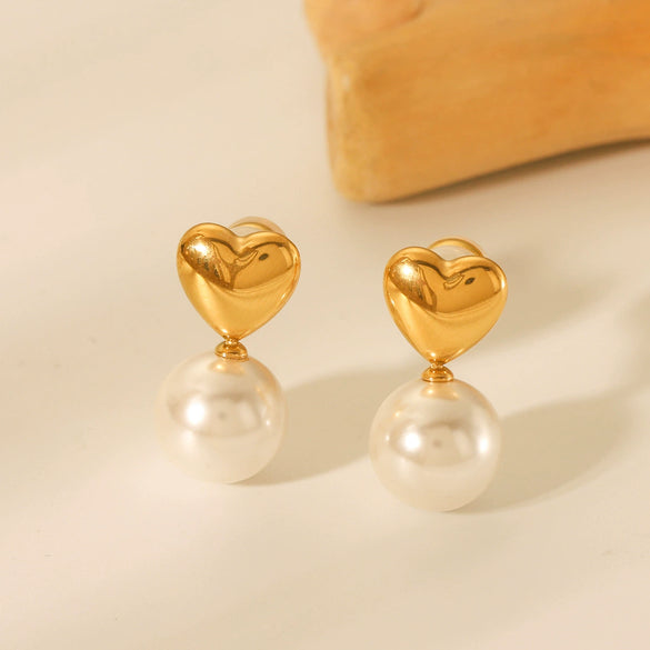 Stainless Steel Love Earrings For Women Geometric Style Electroplated
