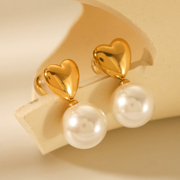 Stainless Steel Love Earrings For Women Geometric Style Electroplated