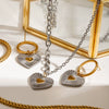 Stainless Steel Love Earrings Pendant Necklace Jewelry With Color Matching And Electroplating