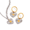 Stainless Steel Love Earrings Pendant Necklace Jewelry With Color Matching And Electroplating