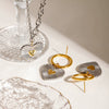 Stainless Steel Love Earrings Pendant Necklace Jewelry With Color Matching And Electroplating