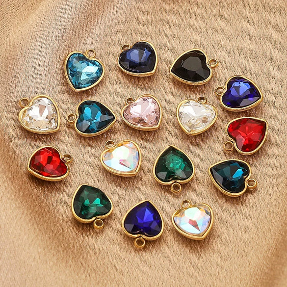 Stainless Steel Love Glass Niche Style 18K Electroplated Pendant Jewelry Accessories