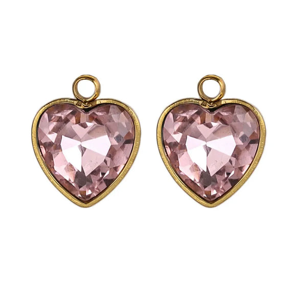 Stainless Steel Love Heart Crystal Pendant Accessories For Necklace And Earrings With Electroplating