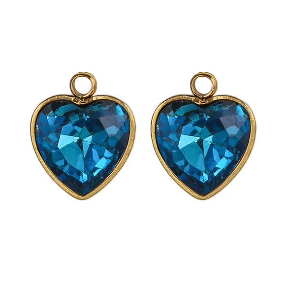 Stainless Steel Love Heart Crystal Pendant Accessories For Necklace And Earrings With Electroplating