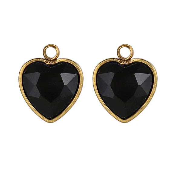 Stainless Steel Love Heart Crystal Pendant Accessories For Necklace And Earrings With Electroplating