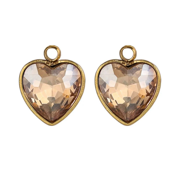 Stainless Steel Love Heart Crystal Pendant Accessories For Necklace And Earrings With Electroplating