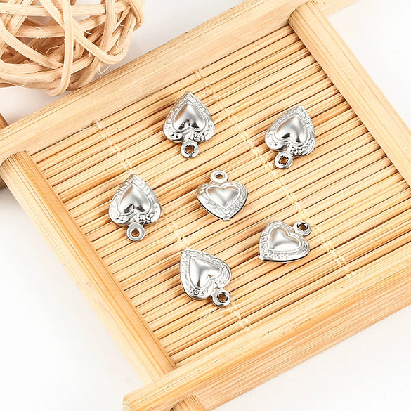 Stainless Steel Love Heart Shape Pendant For Necklace Bracelet Extension Chain With Electrolysis Treatment