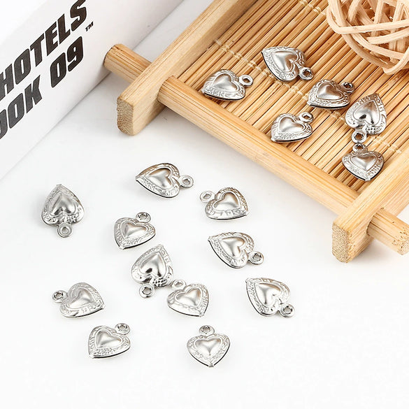Stainless Steel Love Heart Shape Pendant For Necklace Bracelet Extension Chain With Electrolysis Treatment