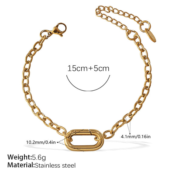 316L Stainless Steel Love Hollow Croissant Bracelet With Natural Stone Pearl Electroplating