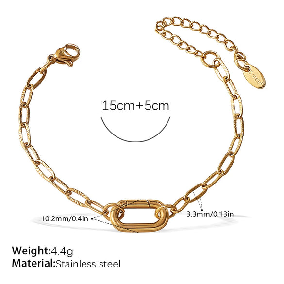 316L Stainless Steel Love Hollow Croissant Bracelet With Natural Stone Pearl Electroplating