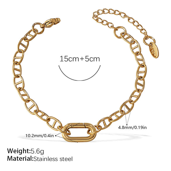 316L Stainless Steel Love Hollow Croissant Bracelet With Natural Stone Pearl Electroplating