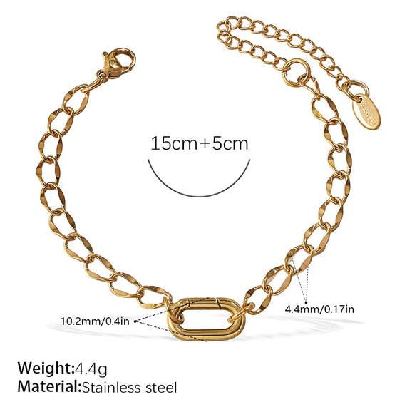 316L Stainless Steel Love Hollow Croissant Bracelet With Natural Stone Pearl Electroplating