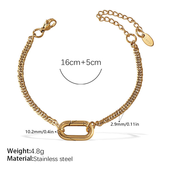 316L Stainless Steel Love Hollow Croissant Bracelet With Natural Stone Pearl Electroplating
