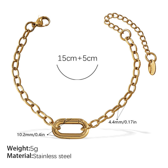 316L Stainless Steel Love Hollow Croissant Bracelet With Natural Stone Pearl Electroplating