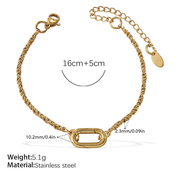 316L Stainless Steel Love Hollow Croissant Bracelet With Natural Stone Pearl Electroplating