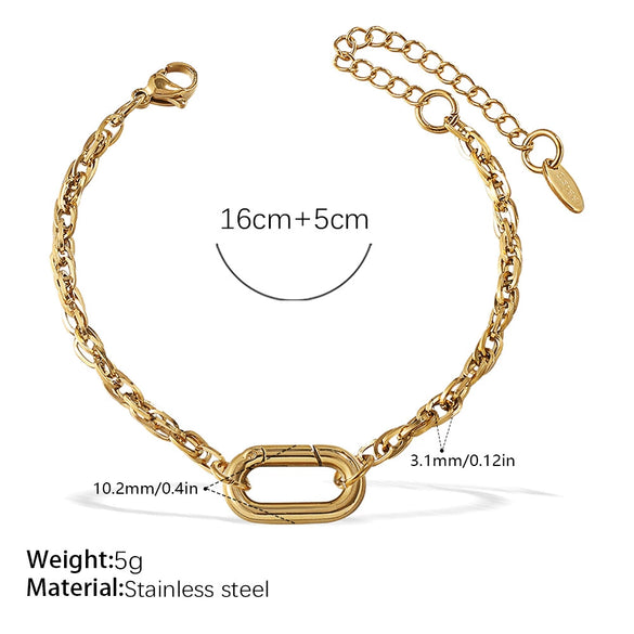 316L Stainless Steel Love Hollow Croissant Bracelet With Natural Stone Pearl Electroplating