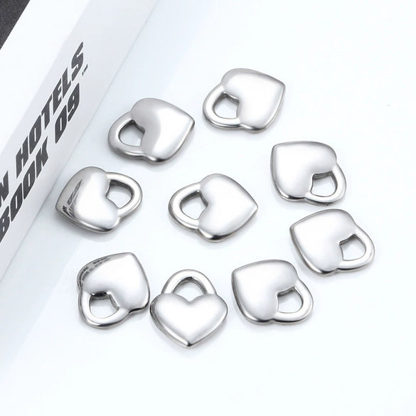 Stainless Steel Love Lock And Heart Shape Jewelry Diy Polished Vacuum Electroplated Pendant For Necklace Bracelet Waist Chain