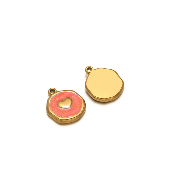 Stainless Steel Love Palm Peach Heart Pendant Oil Dripping Diy Retro Necklace Earrings Accessories