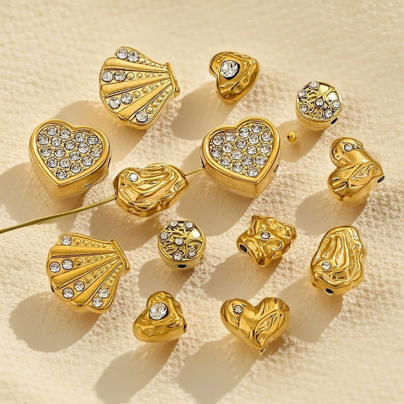 Stainless Steel Love Pattern Hollow Heart Bead Bracelet Jewelry Accessories With Crystal Diamond Zirconium Casting Process